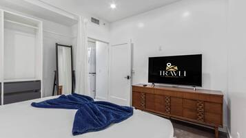 1 bedroom, iron/ironing board, travel crib, WiFi