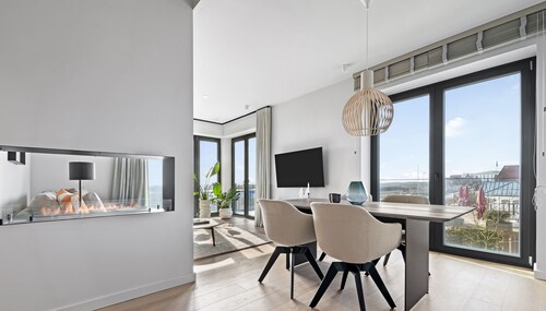 Oceanview Suite - Meerblick, 2 Schlafzimmer, Waschtrockner, Ethanol-Kamin