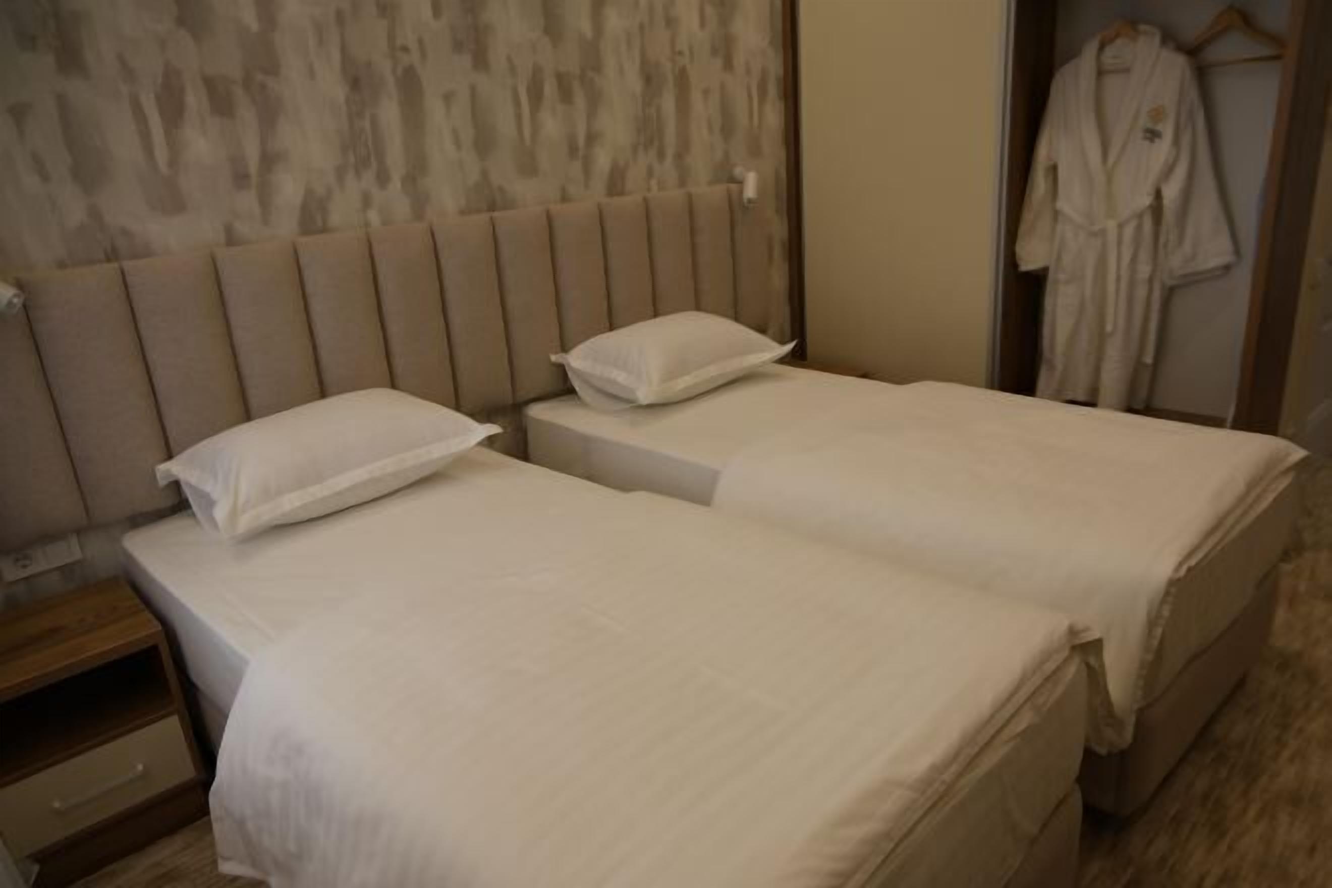 Een kluis op de kamer, een laptopwerkplek, een strijkplank/strijkijzer