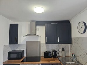 Fridge, microwave, oven, toaster