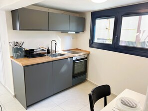 Fridge, oven, stovetop, electric kettle - Basement Apartment (Kavala)