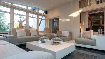 Télévision, cheminée, chaßne hi-fi, espaces bureaux