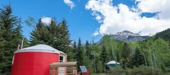 The Off-Grid Red Yurt in the woods