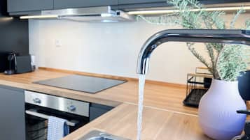 Frigorífico, horno, placa de cocina y cafetera o tetera