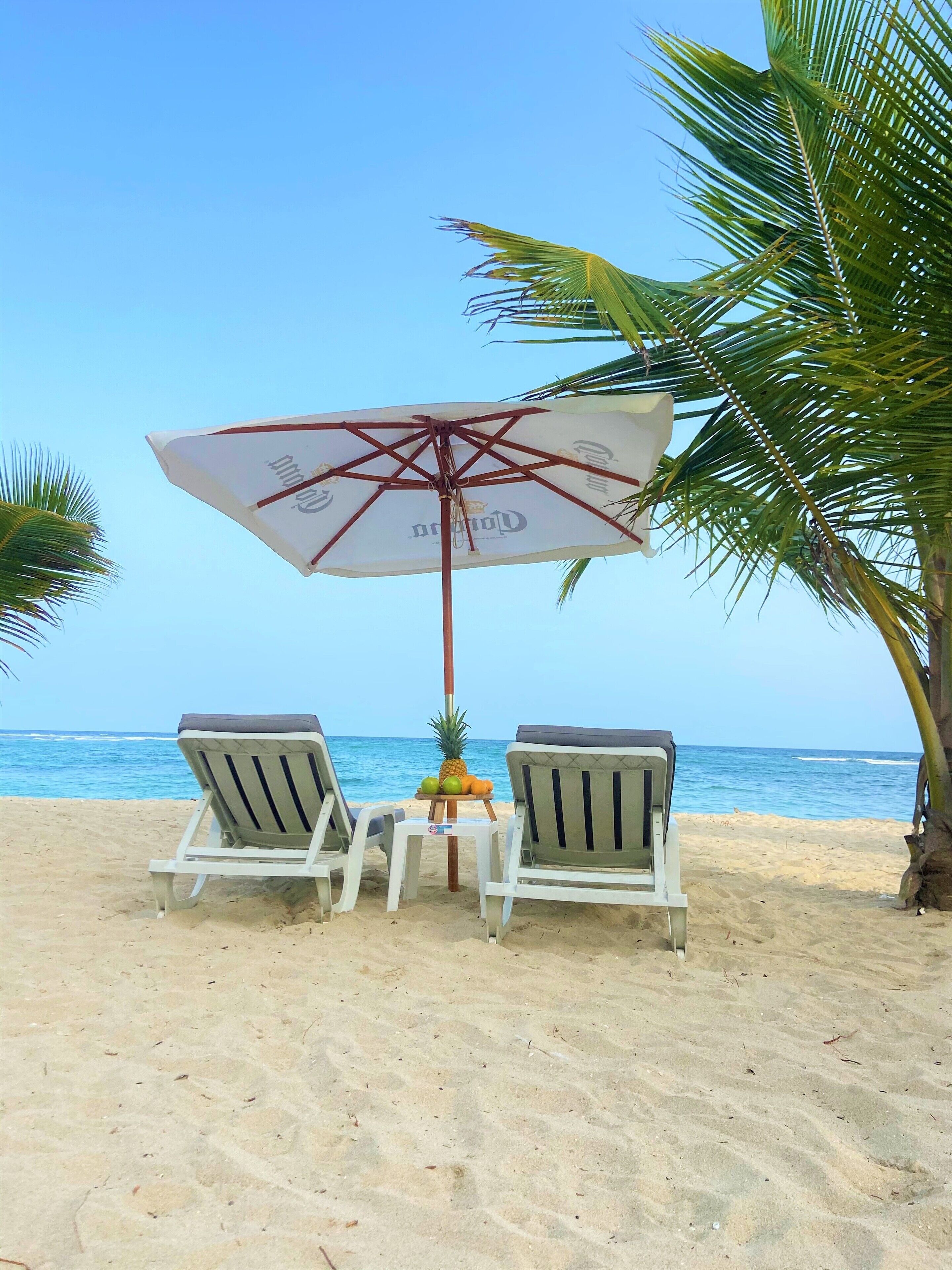 On the beach, white sand