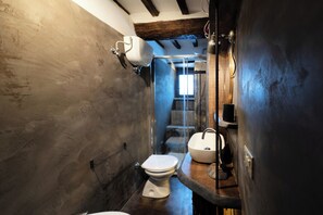 Shower, eco-friendly toiletries, hair dryer, towels