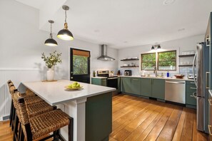 Fridge, microwave, oven, stovetop - Warm & Welcoming 4BR Cabin w/ Hot Tub, River View & Big Mountain Decks (Burnsville)