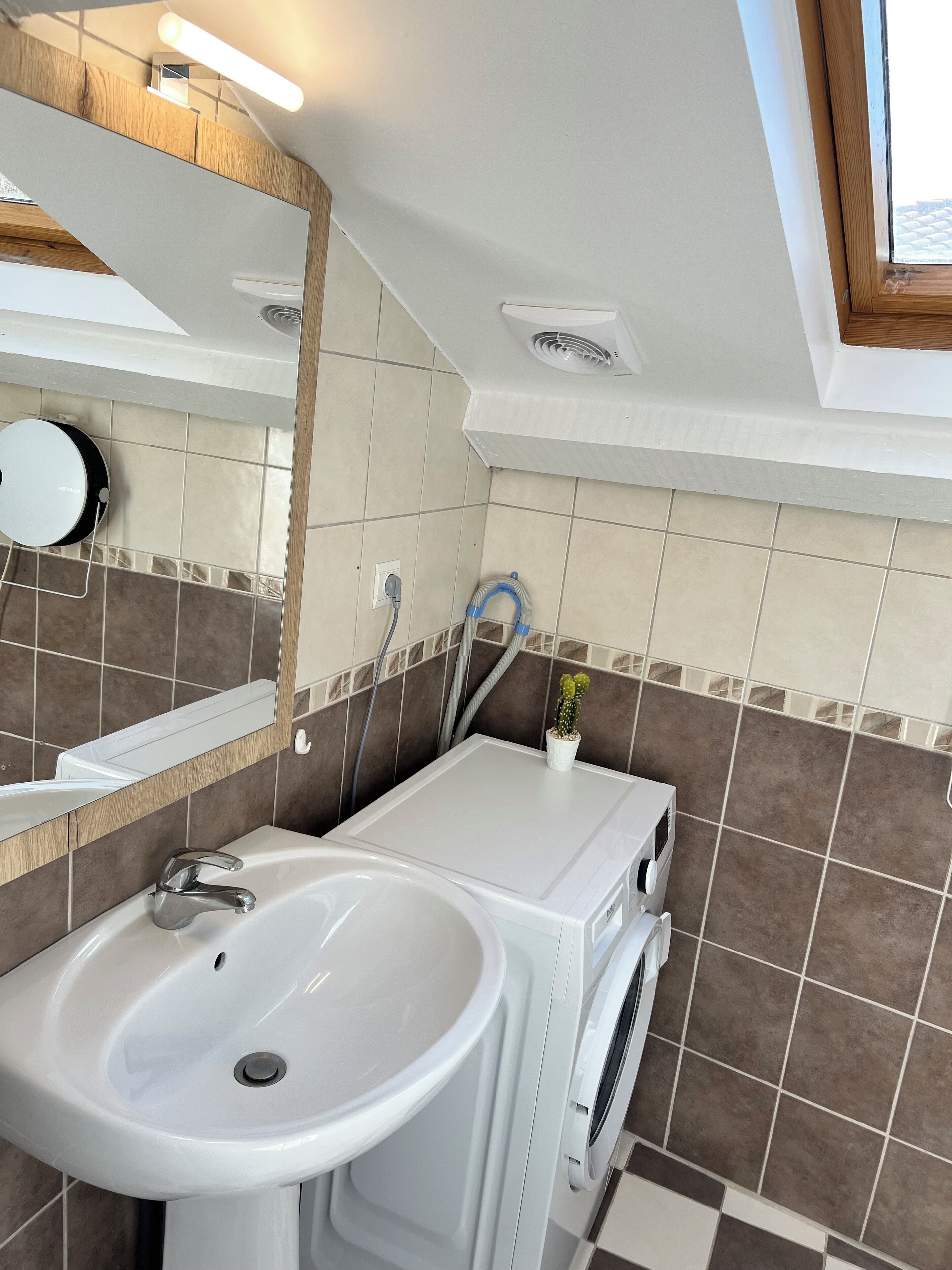 Shower, towels, soap, toilet paper