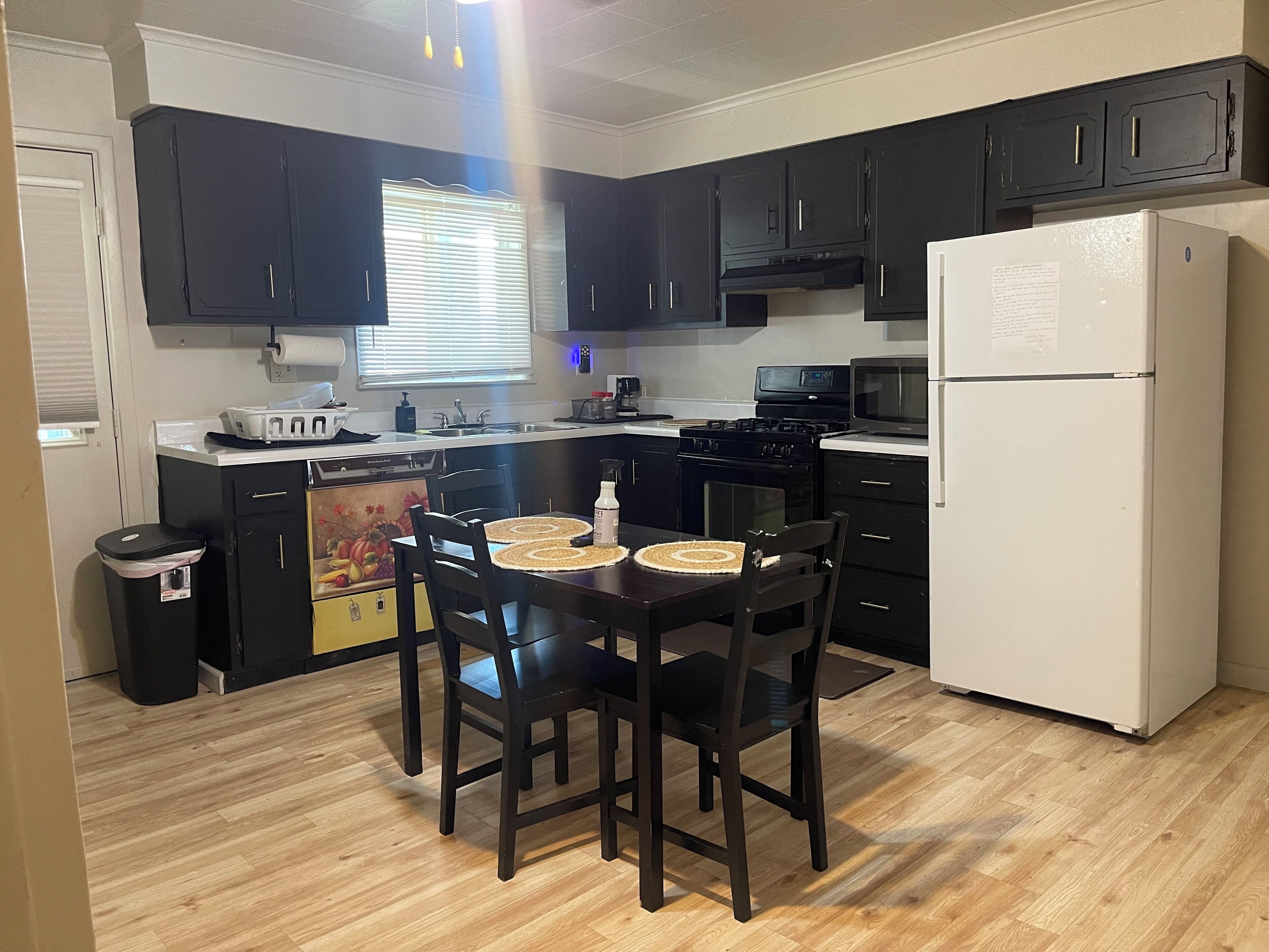 Microondas, horno, placa de cocina y cafetera o tetera