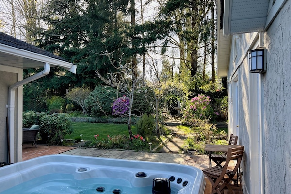 Luxurious Arctic Spas hot tub with 30 jets and salt water for deep relaxation