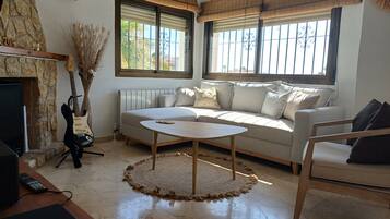 Televisión y chimenea