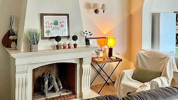 TV, fireplace