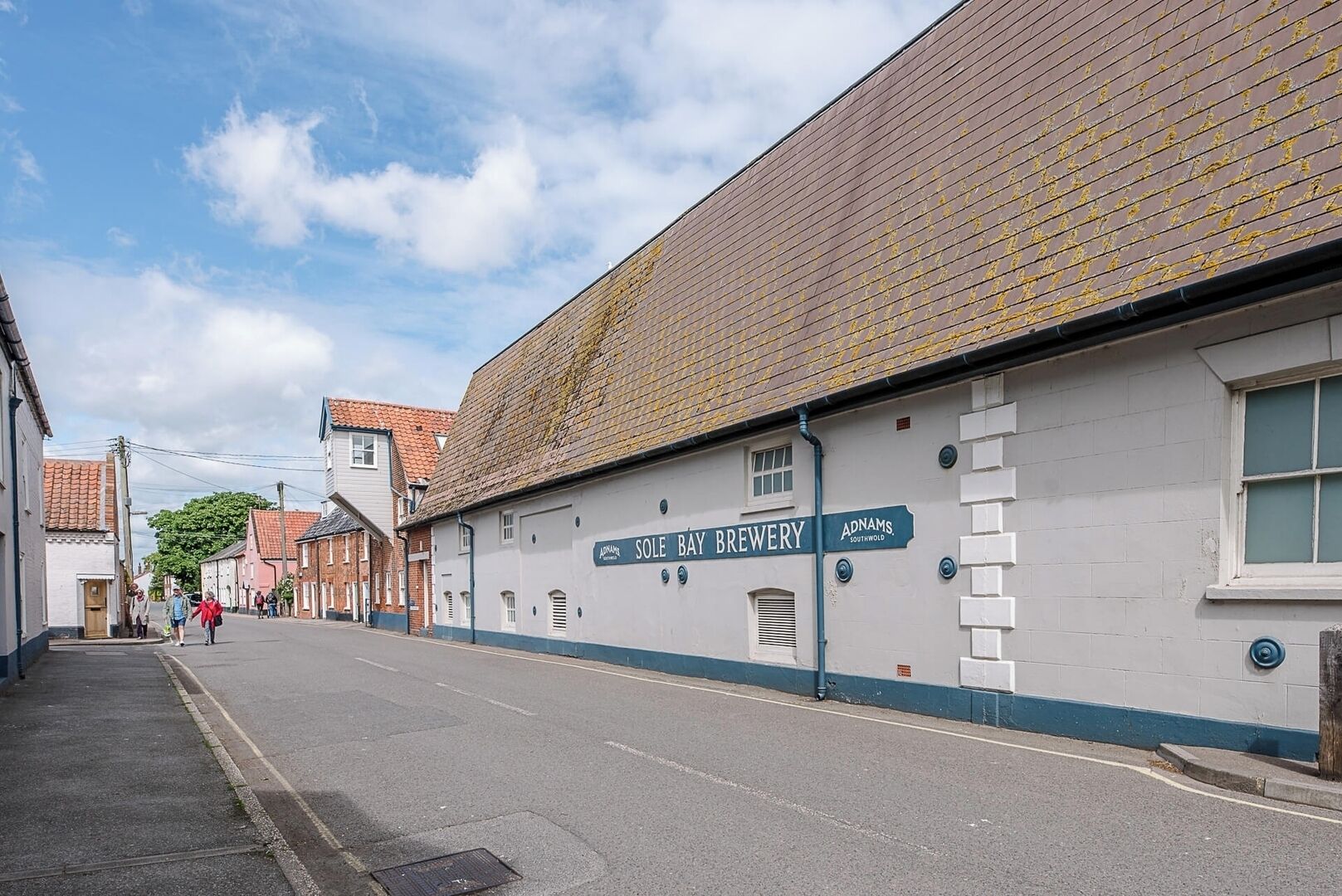 A street with a building labeled "SOLE BAY BREWERY" and "ADNAMS SOUTHWOLD".