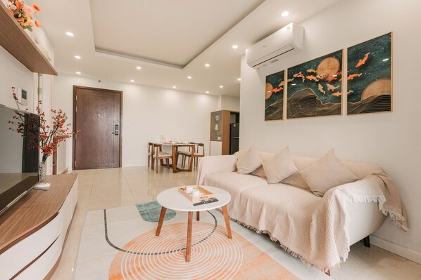 Living area - Charming 2-bedroom apartment with a bathtub in D’Capitale, Trung Hoa, Ha Noi (Hà Nội)