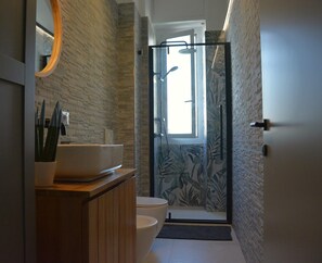 Dusche, Haartrockner, Bidet, Handtücher