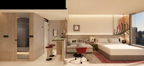 Habitación estándar, 1 cama King size, vista a la ciudad | Ropa de cama de alta calidad, edredón, minibar y escritorio 