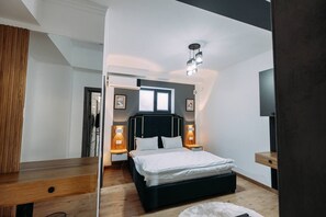 Deluxe Double Room, Balcony, Pool View | Desk, laptop workspace, blackout drapes, soundproofing - White Hotel (Samarkand)