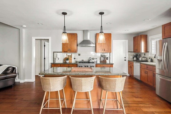 Fridge, microwave, oven, stovetop - Inviting 3BR Steps to Dining & Attractions (San Diego)