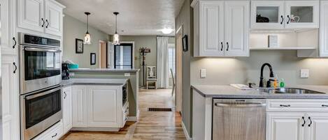 Fridge, microwave, oven, dishwasher