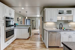 Fridge, microwave, oven, dishwasher