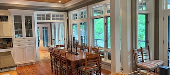Lake Joseph Luxury Rental with 2-story Boathouse. Tennis & Pickleball Optional.