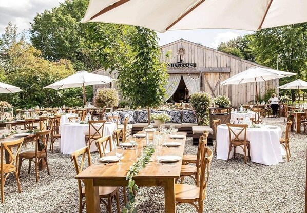 Outdoor banquet area