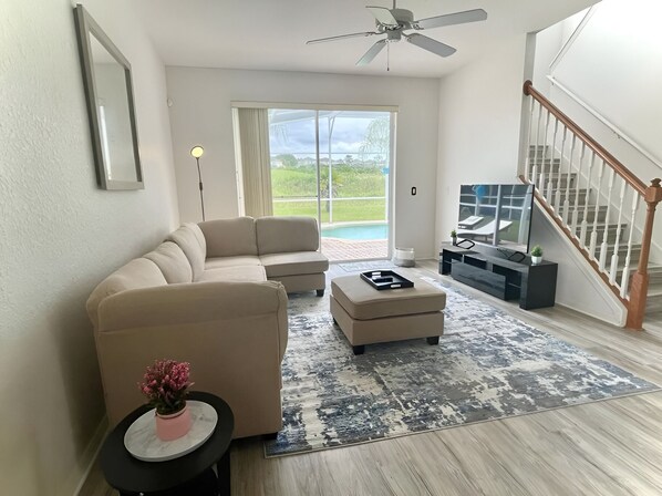 Smart TV, table tennis, books, computer monitors