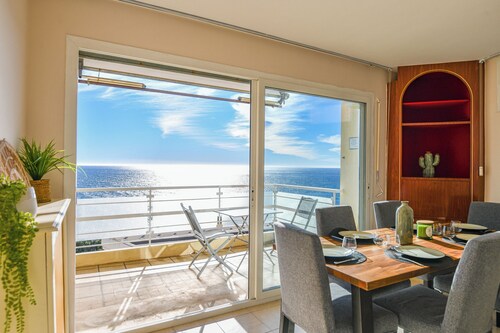 Appart vue mer splendide et plage proche de Monaco