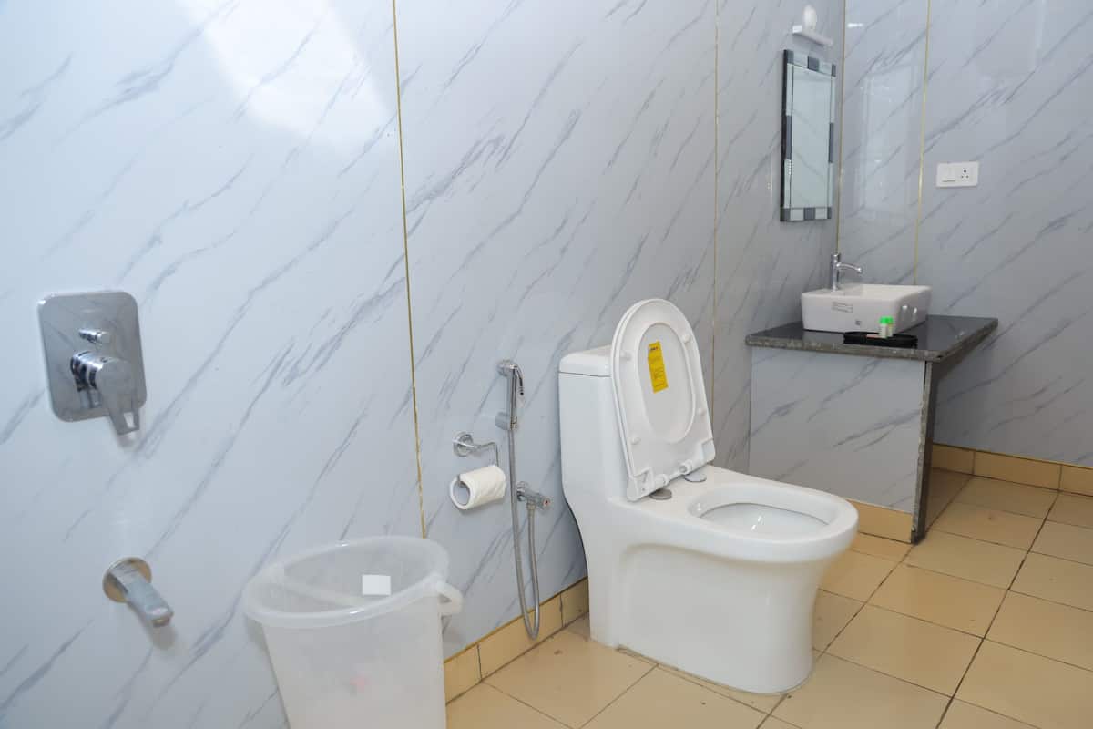 Deluxe Double Room, Balcony, Mountain View | Bathroom | Combined shower/tub, hair dryer, towels, soap