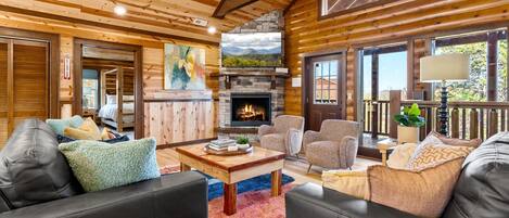 Smart TV, fireplace, table football