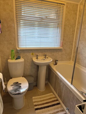 Hair dryer, soap, toilet paper