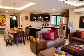 TV, DVD player, video library