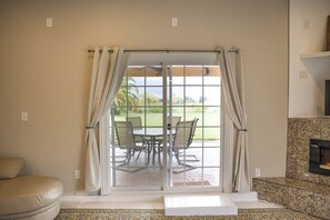 Smart TV, fireplace, video games, DVD player