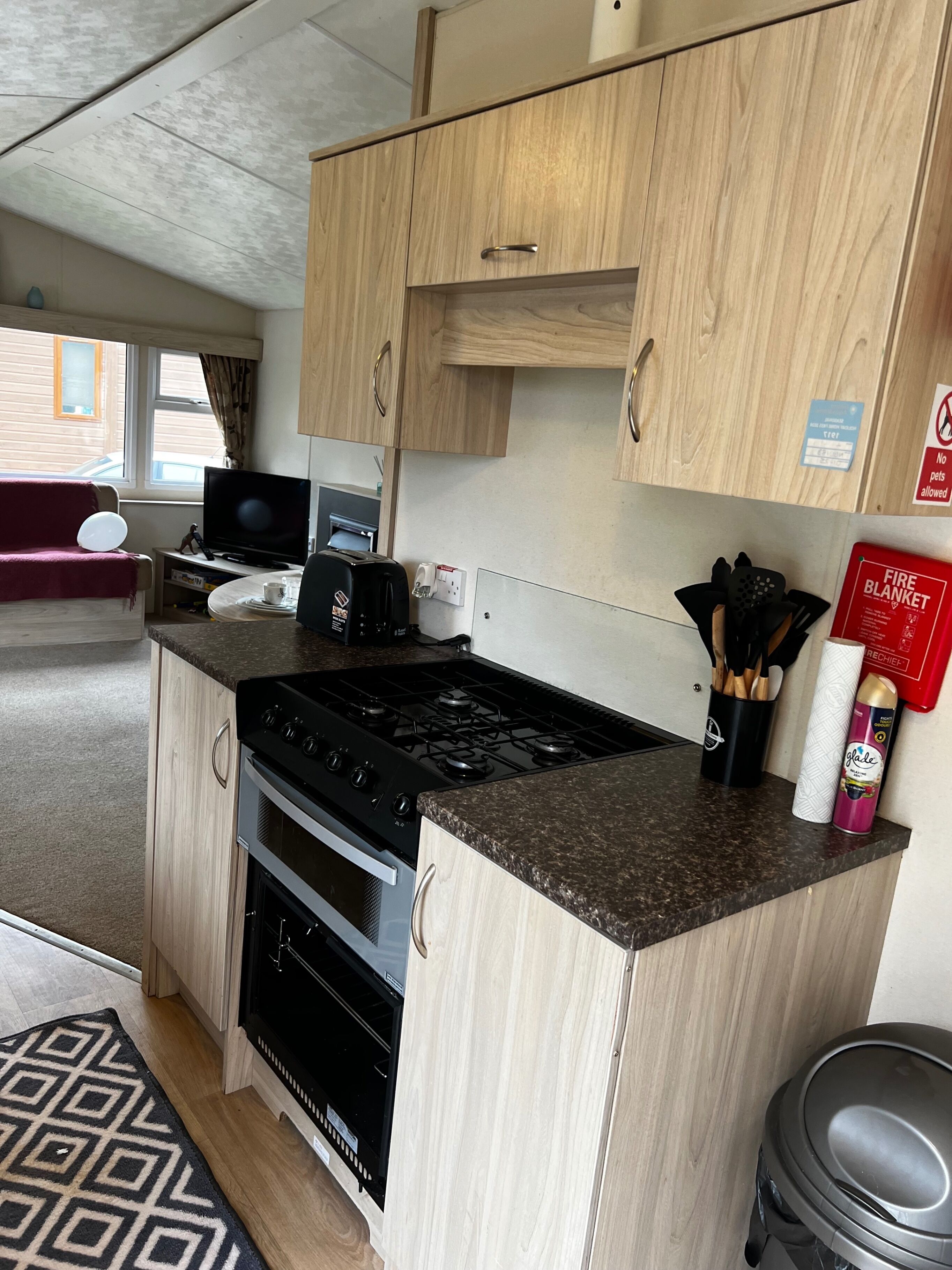 Cabin | Private kitchen | Fridge, microwave, oven, stovetop