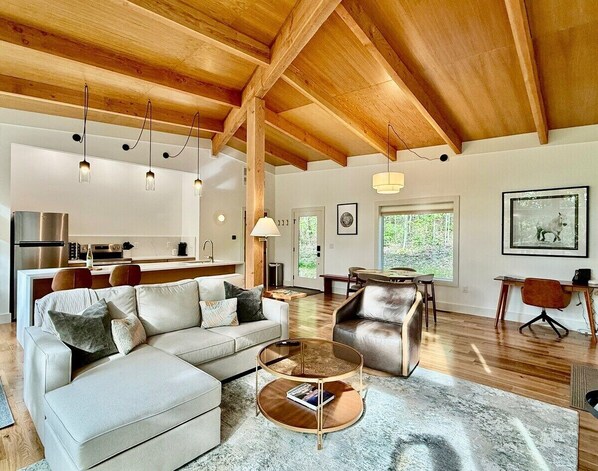 TV, fireplace, DVD player, books