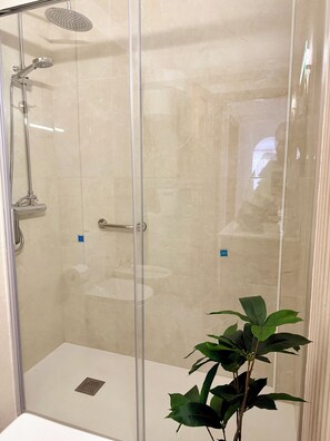 Regadera, secadora de cabello, bidet, toallas 