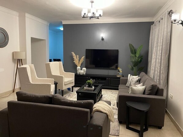 Smart TV, fireplace - Royal Homestay;
A Beautiful, Cozy, Calm, and big enough home stay in Arusha (Arusha)