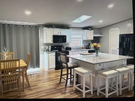 Fridge, microwave, oven, stovetop. Acadia Retreat- 3 bedroom, 2 bath on two private serene acres