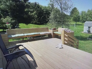Terrace/patio - Acadia Retreat- 3 bedroom, 2 bath on two private serene acres (Lamoine)