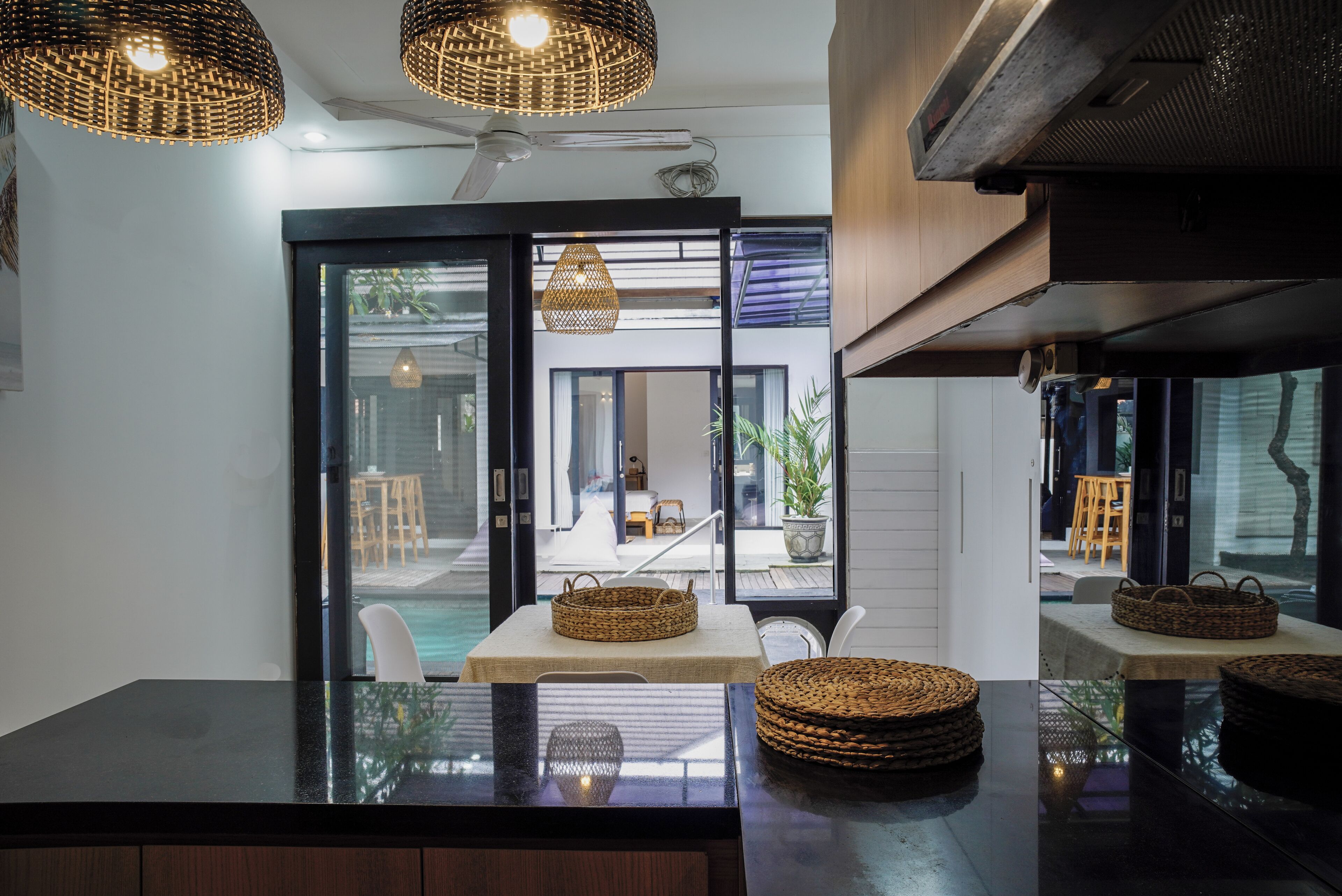 Microwave, oven, electric kettle, toaster