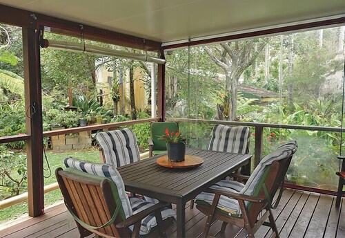 Original house, large gardens in bush setting