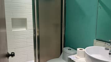 Shower, towels, soap, shampoo