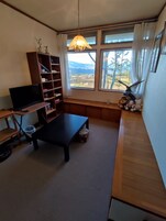 26-inch LCD TV with satellite channels, fireplace, table tennis