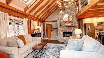 Smart TV, fireplace, table tennis, books