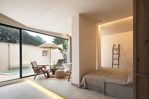 Romantik-studiosuite - 1 kingsize-seng - ikke-ryger - gårdsplads | Senge med topmadrasser, mørklægningsgardiner, lydisolering