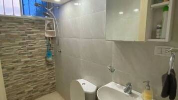 Ducha, toallas, jabón, papel higiénico