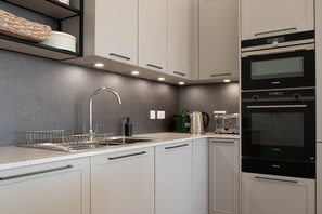 Fridge, microwave, dishwasher, high chair