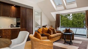 TV, fireplace, offices