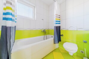 Family Apartment, Multiple Bedrooms (Cherry City Stay Apartment With) | Bathroom | Combined shower/tub, hair dryer, towels, soap - Cherry City Stay Apartment With Parking (Zagreb)