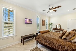 1 bedroom, desk, iron/ironing board, travel cot